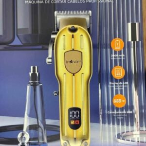 Máquina de Cortar Cabelo sem Fio Dourada - iNova Kv-428