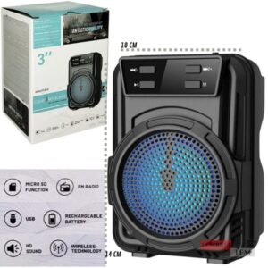 Mini alto-falante Bluetooth de 3 polegadas, luz LED portátil Gts-1346 cor preta