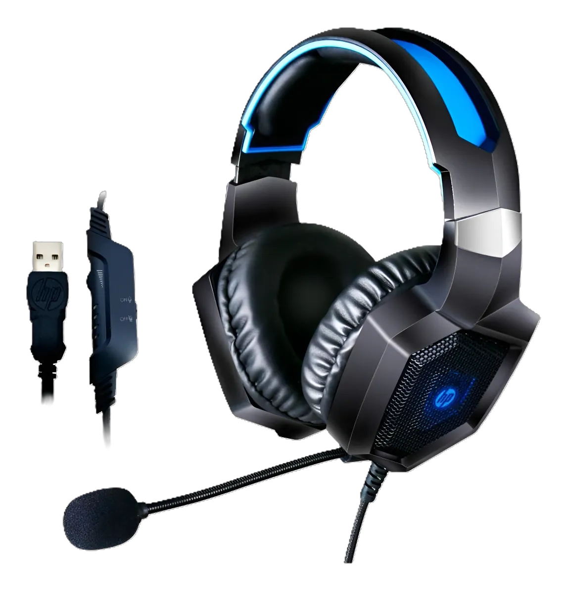 Headset Gaming HP H320GS com USB para PC - Preto/Azul - Imagem 7