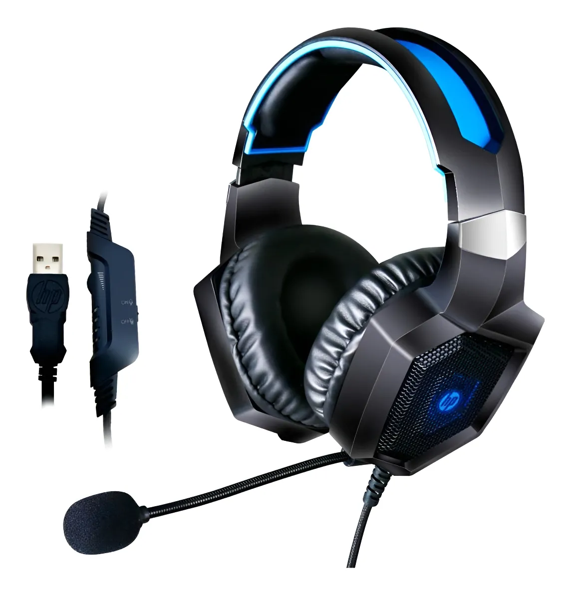 Headset Gaming HP H320GS com USB para PC - Preto/Azul - Imagem 6