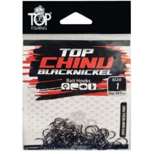 Anzol Top Fishing Chinu Black Nickel 01 com 50 pçs