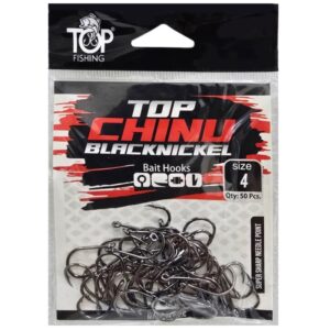 Anzol Top Fishing Chinu Black Nickel 04 com 50 pçs