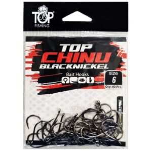 Anzol Top Fishing Chinu Black Nickel 06 com 40 pçs