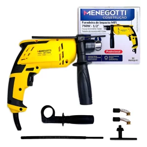furadeira de impacto mfi750w menegotti 127v amarelo 127v 60hz