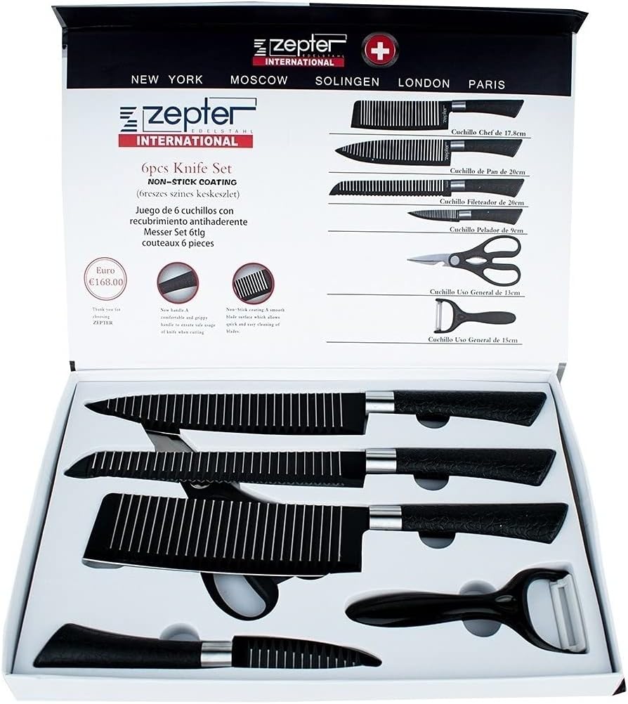 conjunto de facas do chef revestimento antiaderente 6 peças